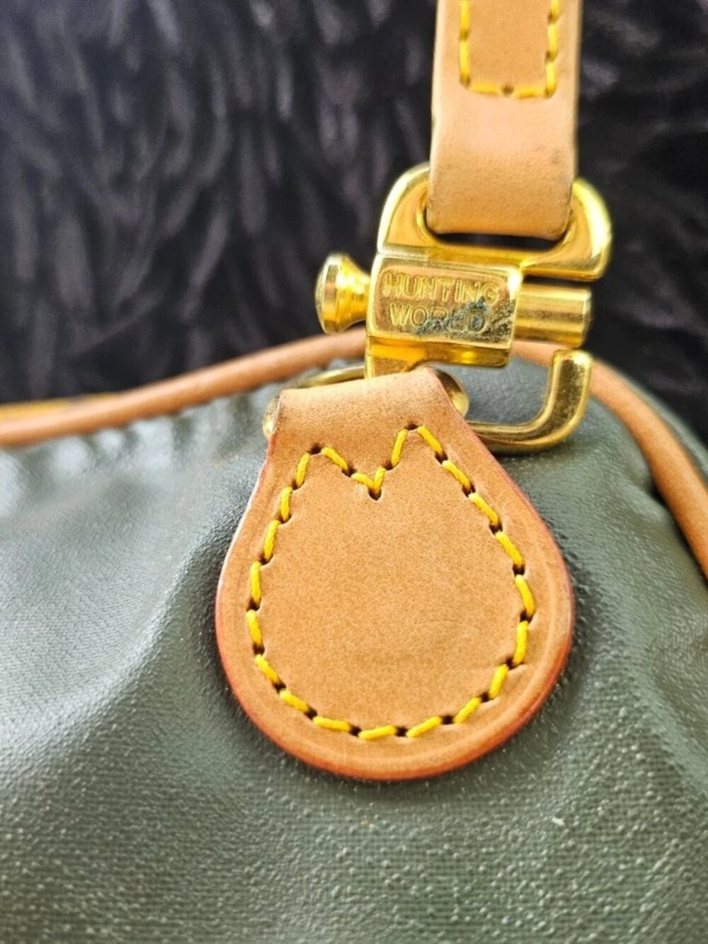 Hunting World Women Purse Crossbody Bag Green/Tan Leather Made in Italy - Picture 10 of 12